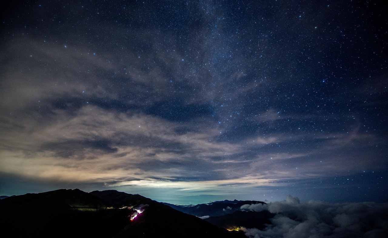 Night sky with rings and stars visible
